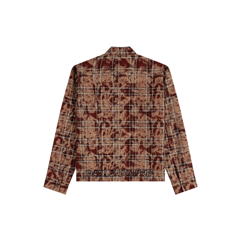 DAILY PAPER Boxy washed check flannel shirt burgundy