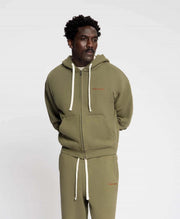 DAILY PAPER Boxy zip up hoodie army green
