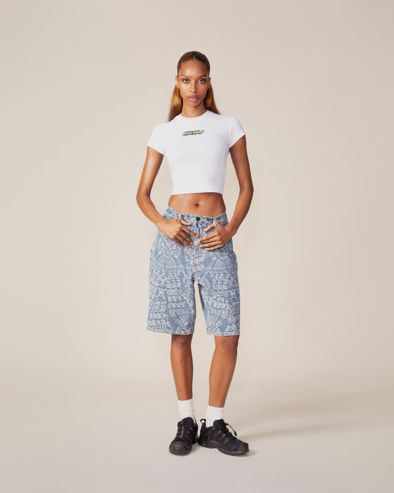 MACRAME DENIM SHORTS