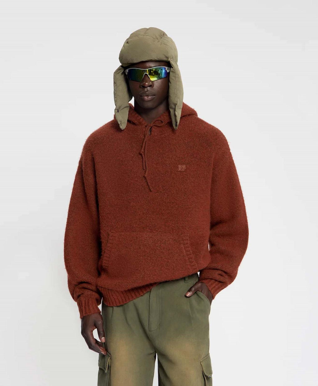 DAILY PAPER Orbit knit oversized hoodie red clay