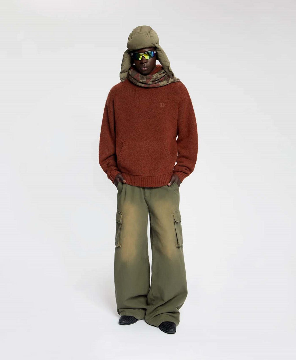DAILY PAPER Orbit knit oversized hoodie red clay