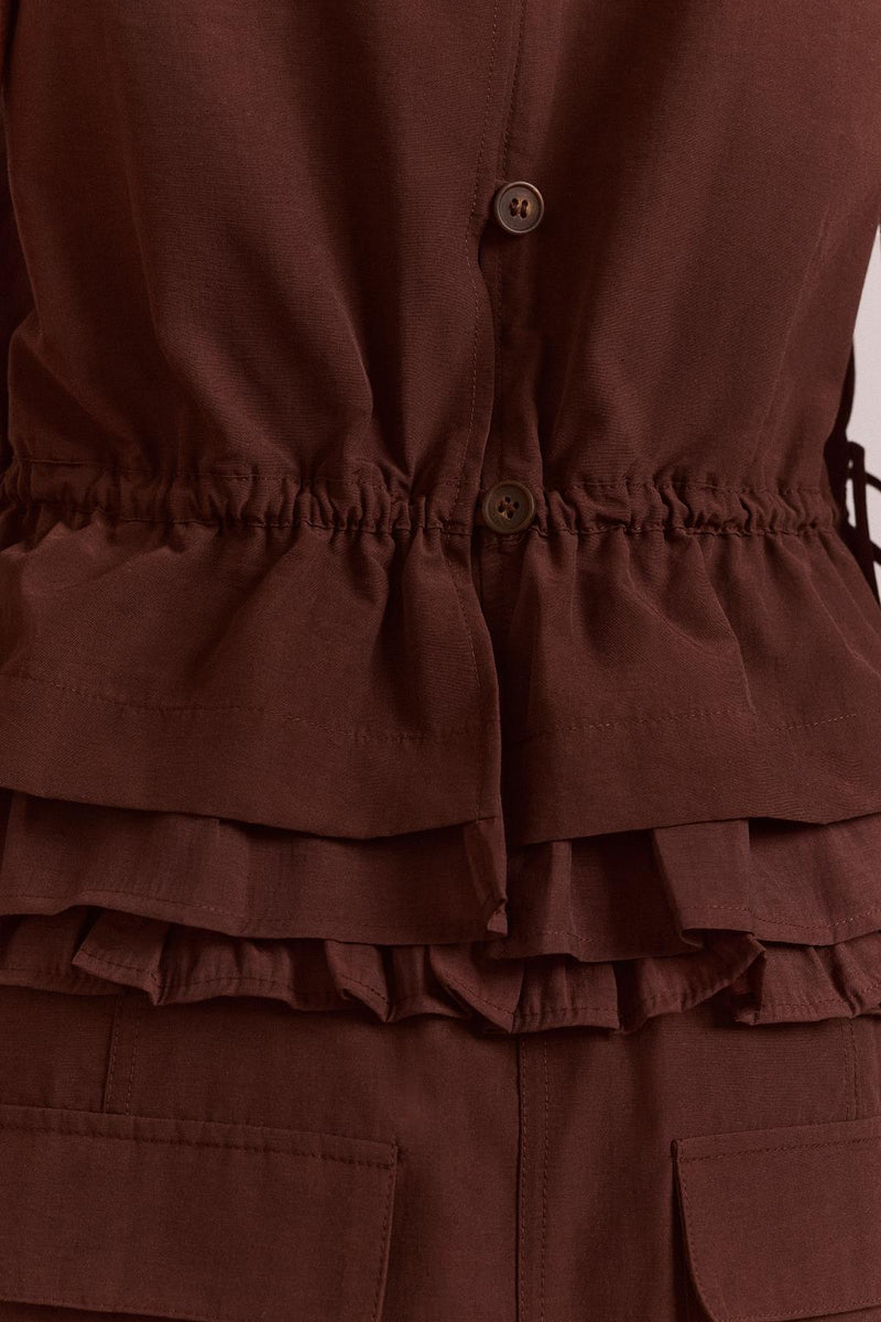 DAMSON MADDER Ailani sheer panel blouse chocolate brown