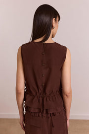 DAMSON MADDER Ailani sheer panel blouse chocolate brown