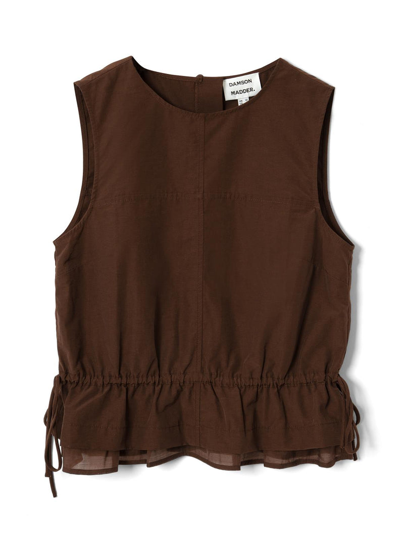 DAMSON MADDER Ailani sheer panel blouse chocolate brown