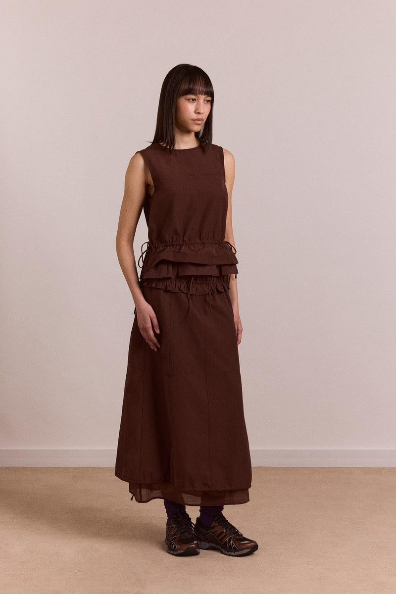 DAMSON MADDER Ailani sheer panel blouse chocolate brown