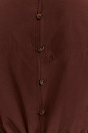 DAMSON MADDER Ailani sheer panel blouse chocolate brown