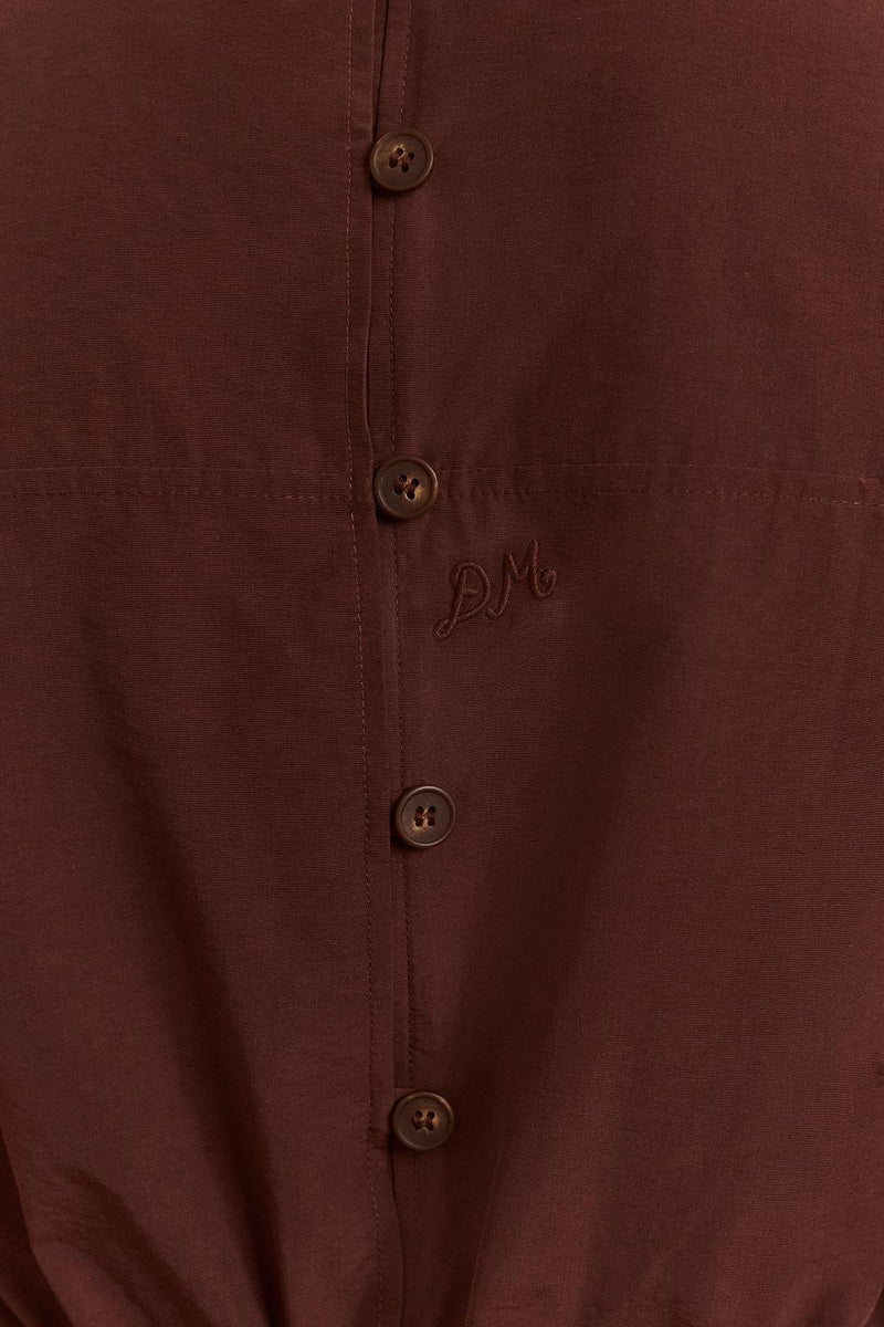 DAMSON MADDER Ailani sheer panel blouse chocolate brown