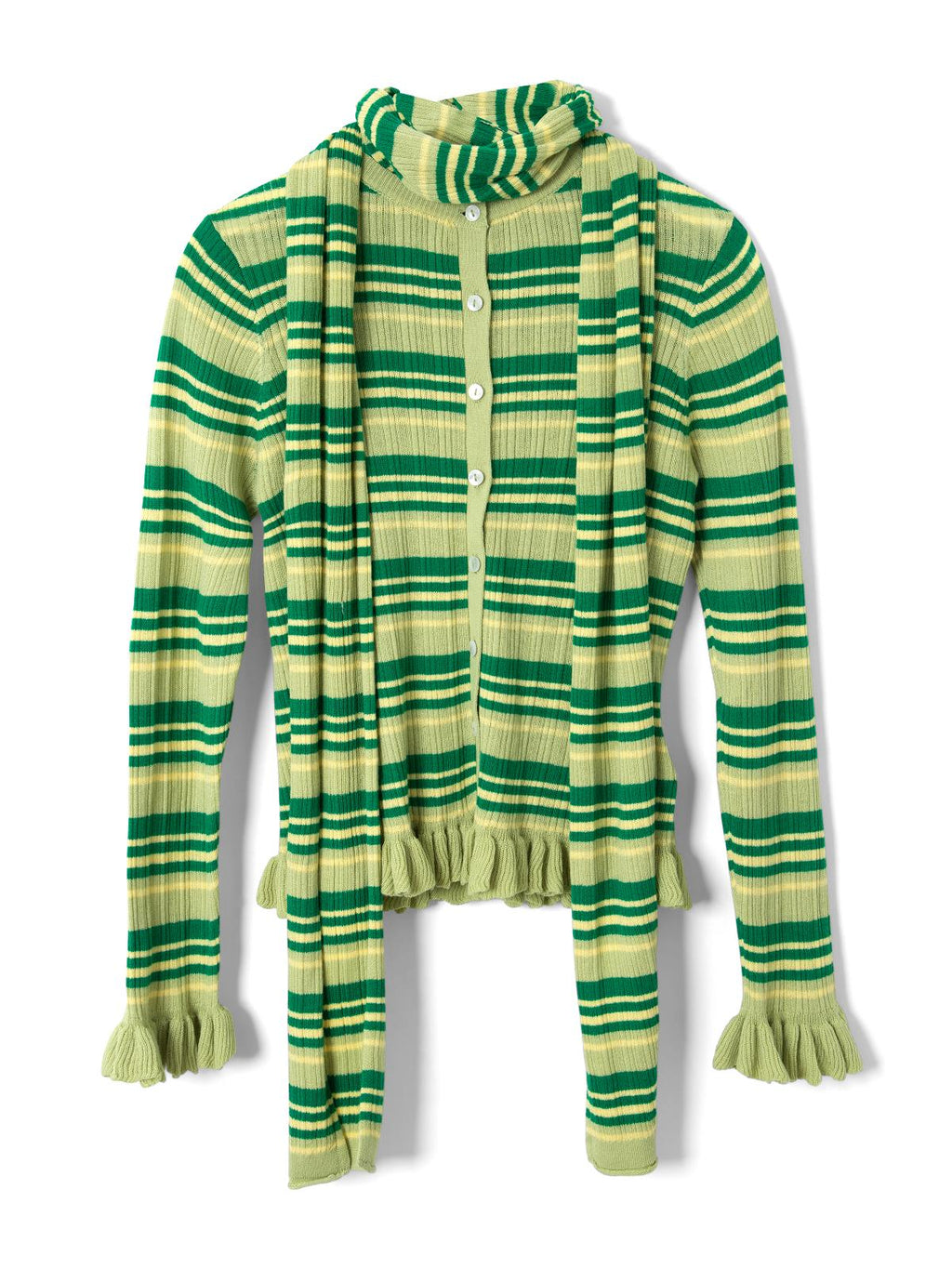 DAMSON MADDER Anelis cotton merino blend cardigan green stripe
