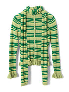 DAMSON MADDER Anelis cotton merino blend cardigan green stripe