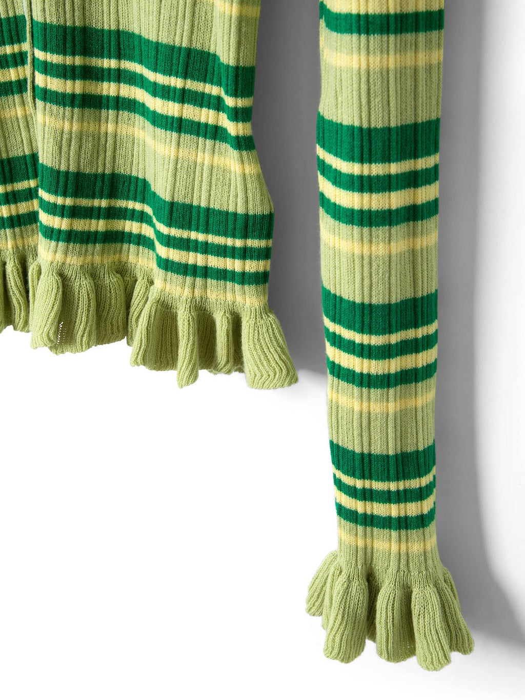 DAMSON MADDER Anelis cotton merino blend cardigan green stripe