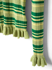 DAMSON MADDER Anelis cotton merino blend cardigan green stripe