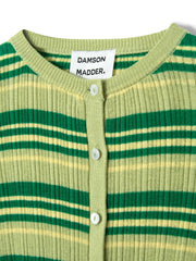 DAMSON MADDER Anelis cotton merino blend cardigan green stripe