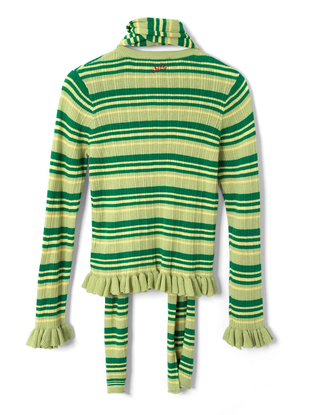 DAMSON MADDER Anelis cotton merino blend cardigan green stripe