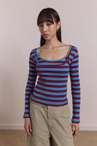 DAMSON MADDER Avielle double layer top blue stripe