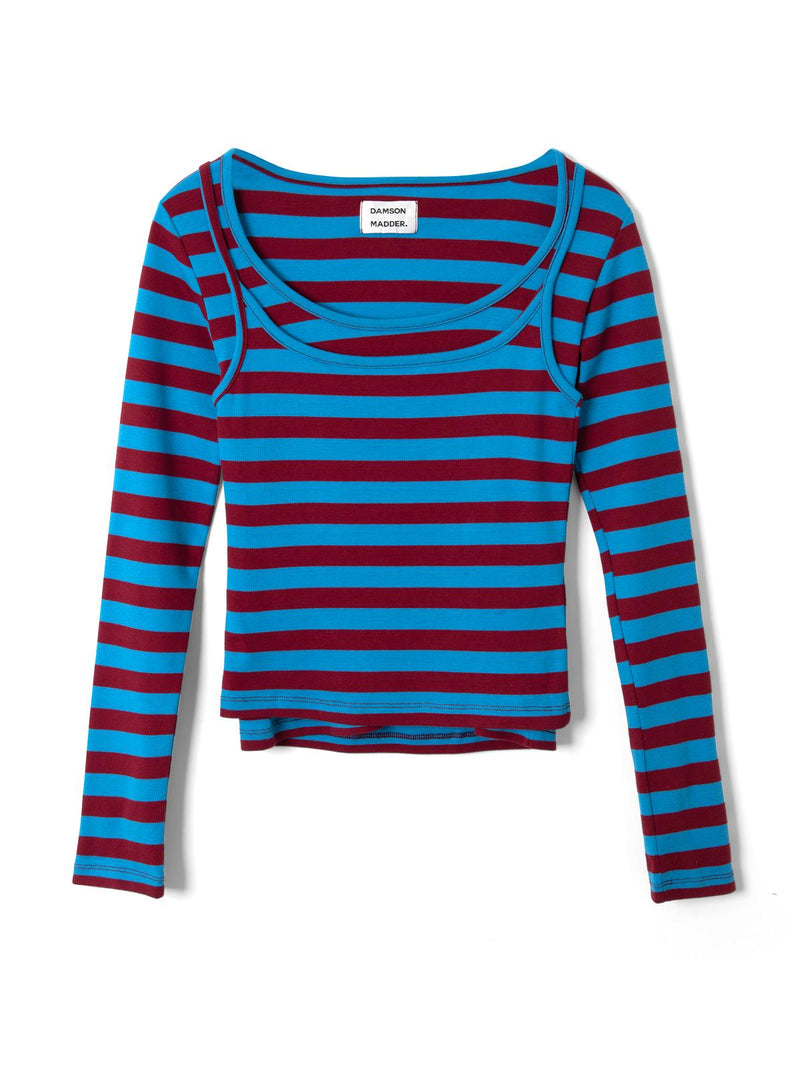 DAMSON MADDER Avielle double layer top blue stripe