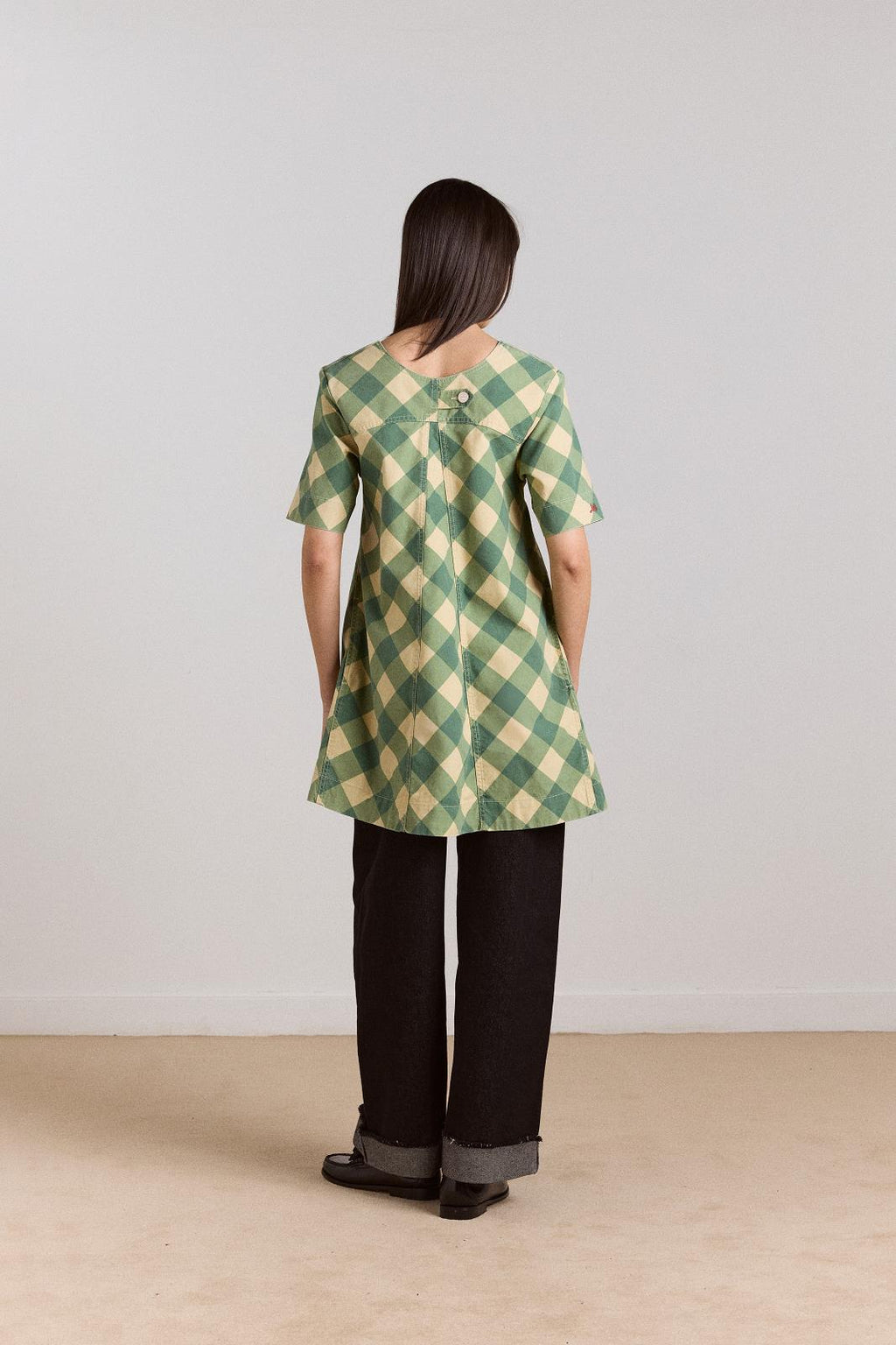 DAMSON MADDER Bridget mini dress green butter gingham
