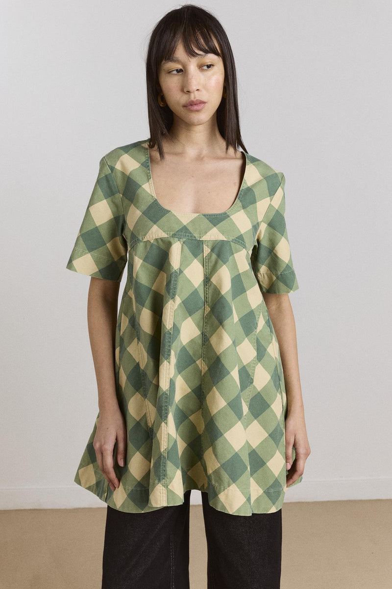 DAMSON MADDER Bridget mini dress green butter gingham