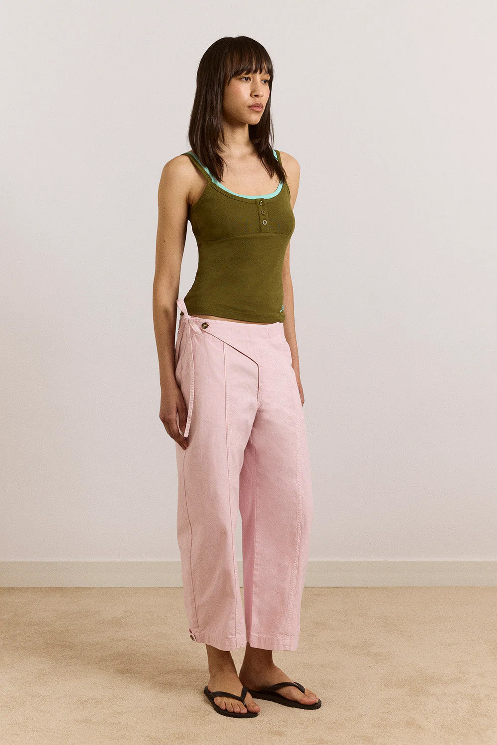 DAMSON MADDER Britt layered cami green