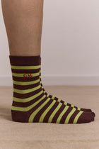 DAMSON MADDER Calf length 2 pack socks chocolate avocado