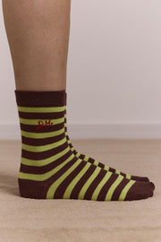 DAMSON MADDER Calf length 2 pack socks chocolate avocado