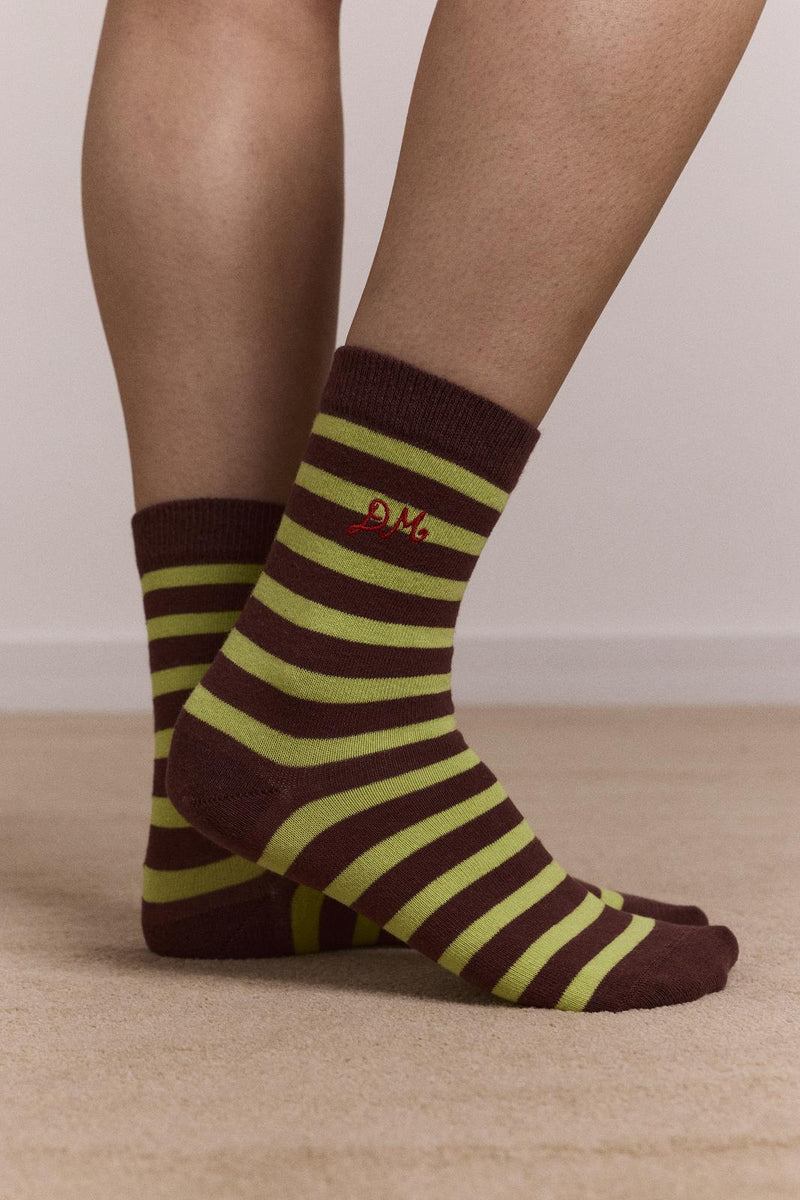 DAMSON MADDER Calf length 2 pack socks chocolate avocado