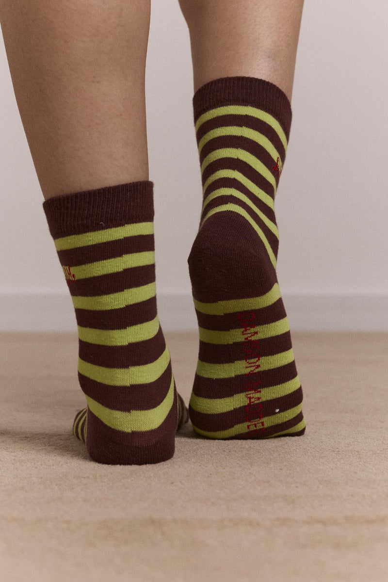 DAMSON MADDER Calf length 2 pack socks chocolate avocado