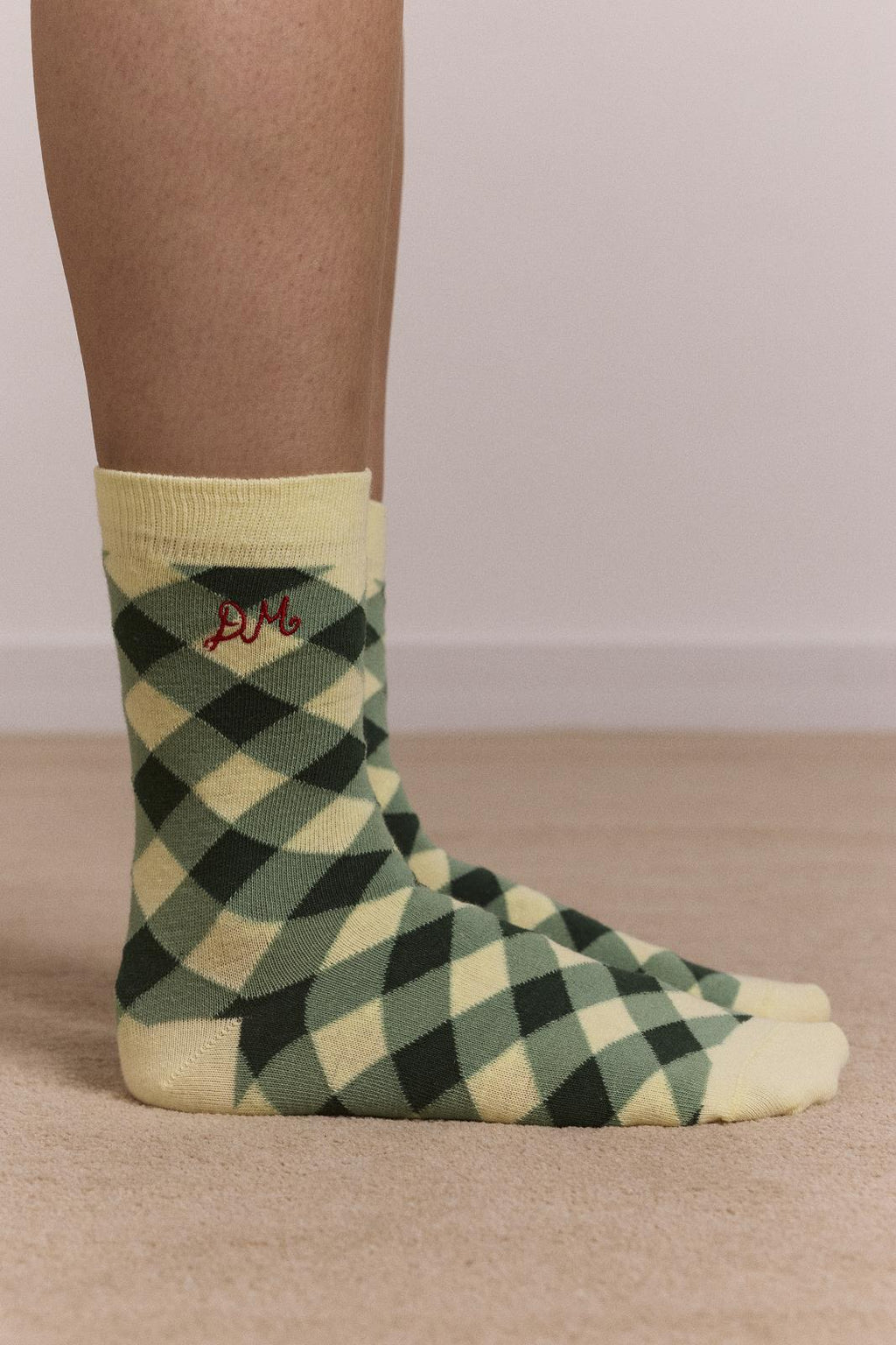 DAMSON MADDER Calf length 2 pack socks gingham multicolor