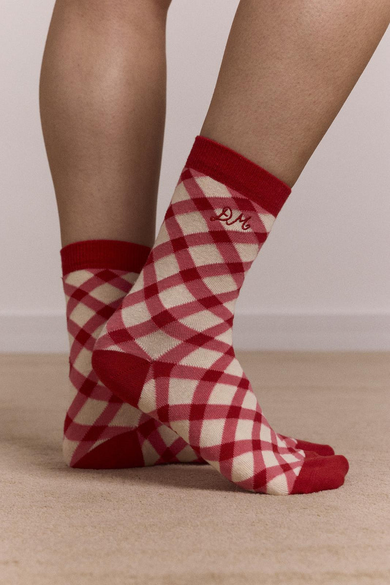 DAMSON MADDER Calf length 2 pack socks gingham multicolor