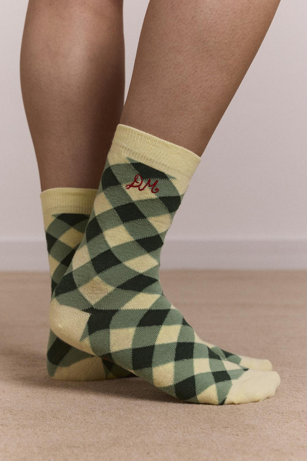 DAMSON MADDER Calf length 2 pack socks gingham multicolor