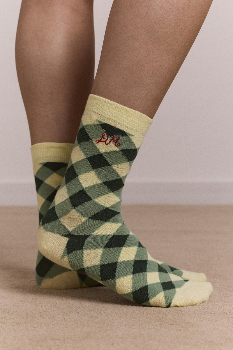 DAMSON MADDER Calf length 2 pack socks gingham multicolor