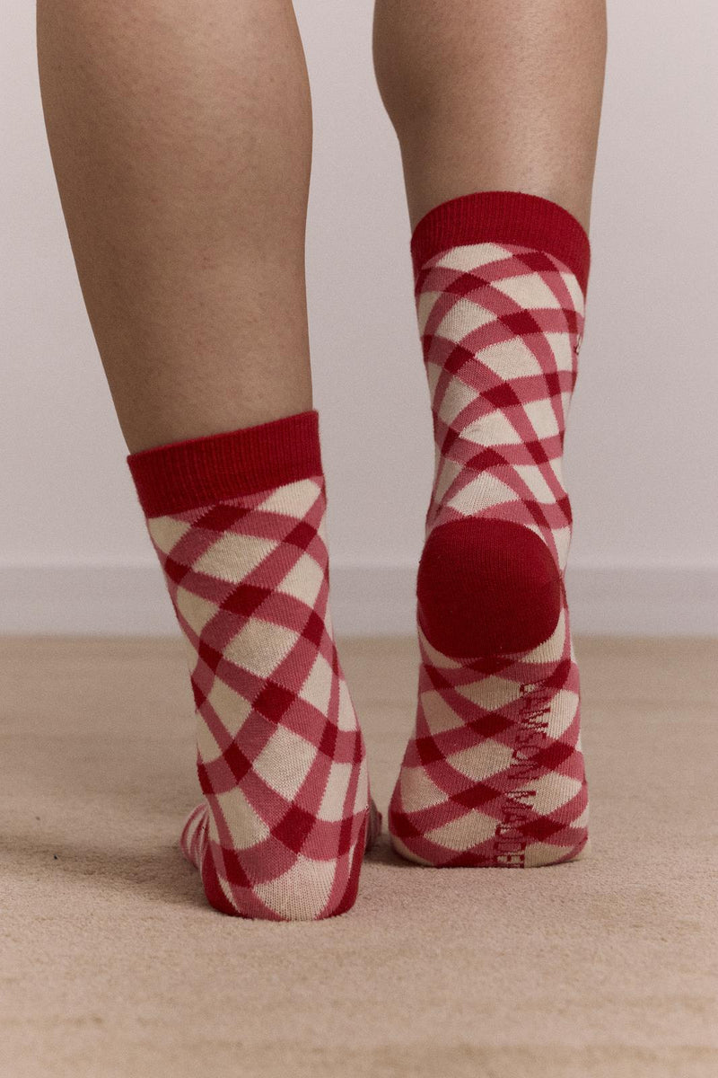 DAMSON MADDER Calf length 2 pack socks gingham multicolor