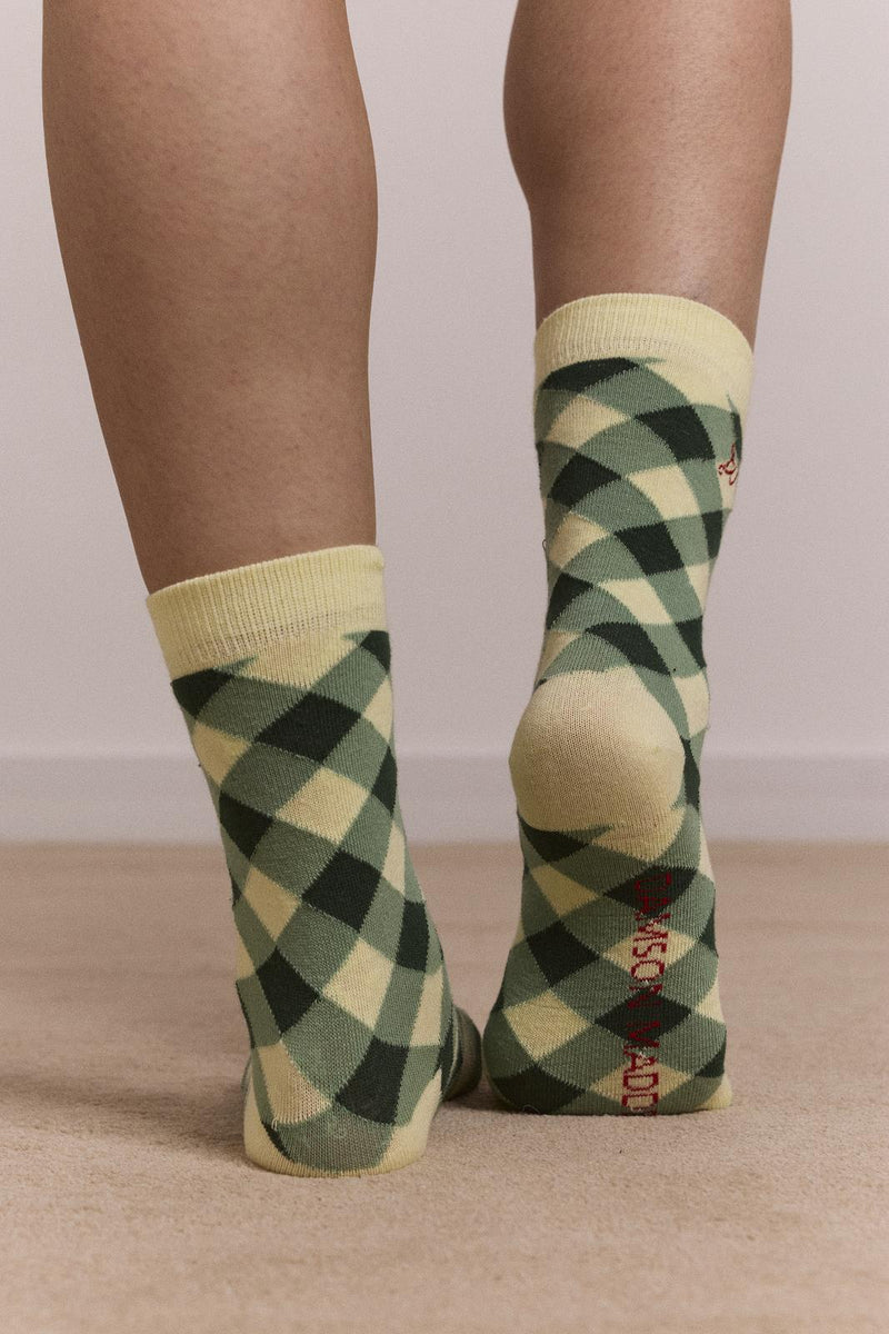 DAMSON MADDER Calf length 2 pack socks gingham multicolor