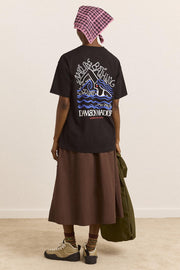 DAMSON MADDER Caspia volume midi skirt chocolate