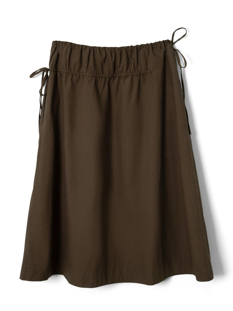 DAMSON MADDER Caspia volume midi skirt chocolate