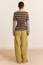 DAMSON MADDER Clara double sleeve merino wool jumper multicolor stripe