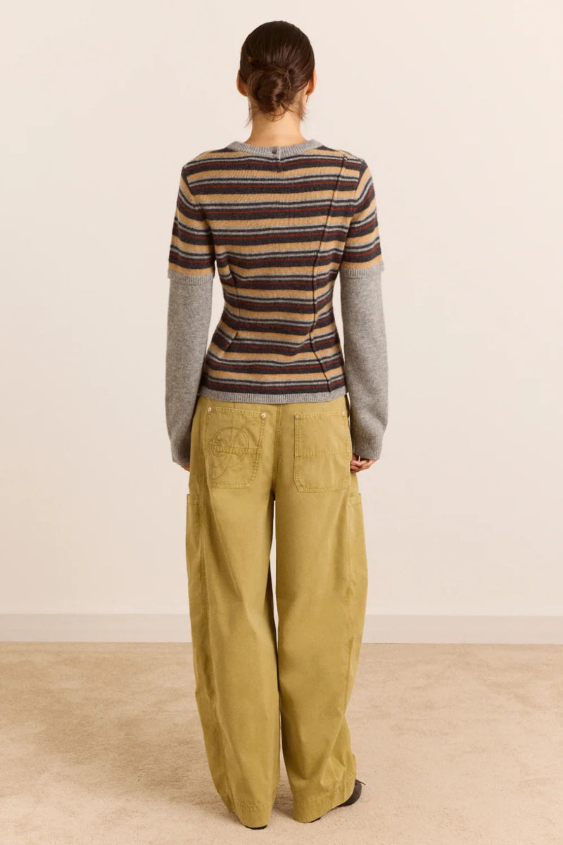 DAMSON MADDER Clara double sleeve merino wool jumper multicolor stripe