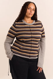 DAMSON MADDER Clara double sleeve merino wool jumper multicolor stripe