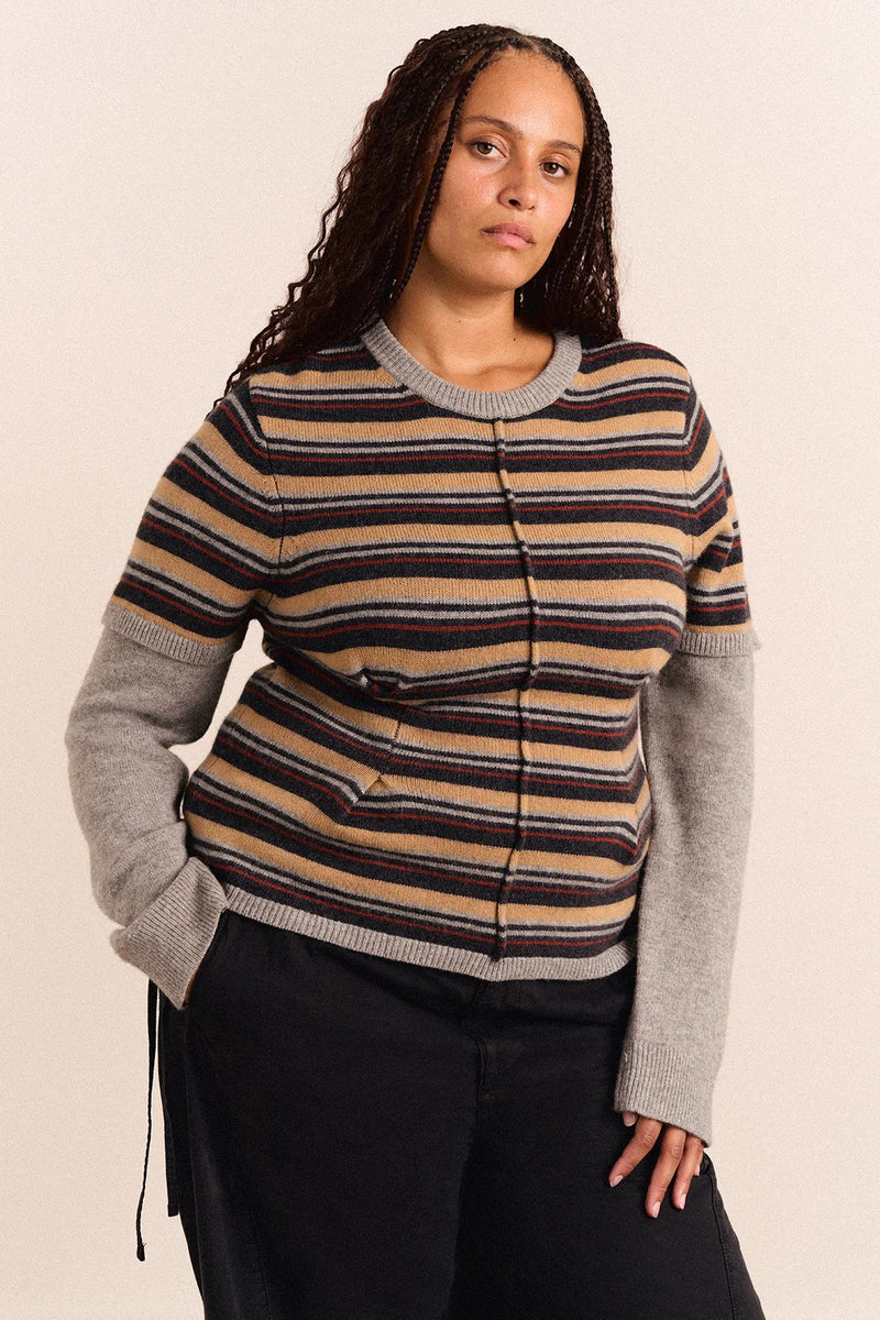 DAMSON MADDER Clara double sleeve merino wool jumper multicolor stripe