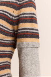 DAMSON MADDER Clara double sleeve merino wool jumper multicolor stripe