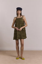 DAMSON MADDER Leili ruffle mini dress olive green