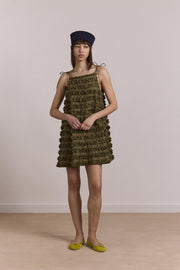 DAMSON MADDER Leili ruffle mini dress olive green