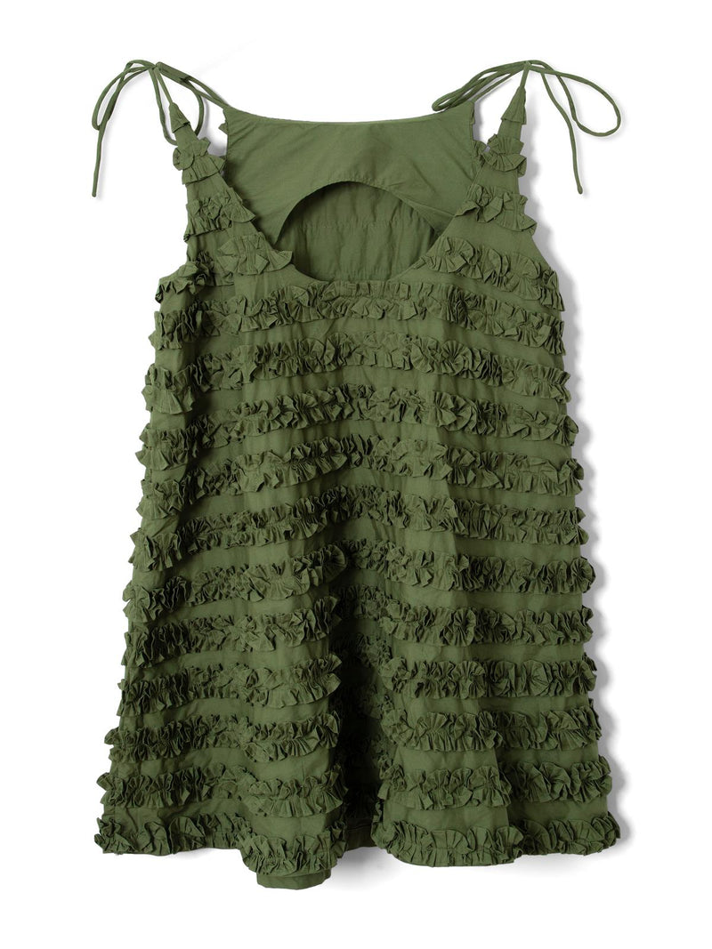 DAMSON MADDER Leili ruffle mini dress olive green