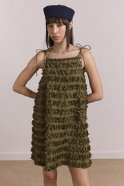DAMSON MADDER Leili ruffle mini dress olive green