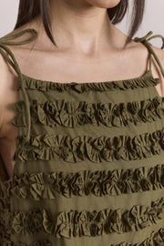 DAMSON MADDER Leili ruffle mini dress olive green