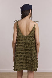 DAMSON MADDER Leili ruffle mini dress olive green