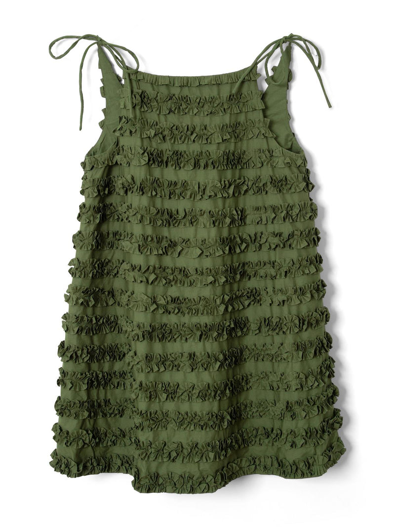 DAMSON MADDER Leili ruffle mini dress olive green