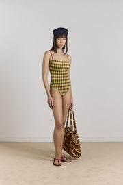 DAMSON MADDER Lilibet swimsuit green check