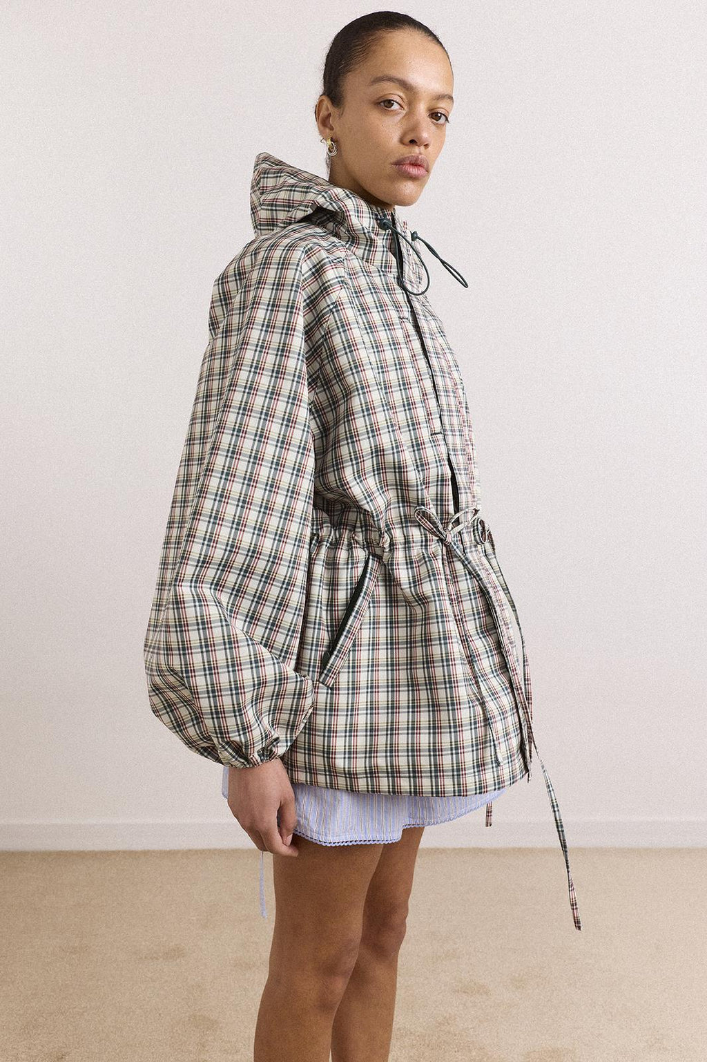 DAMSON MADDER Liu raincoat elderberry check