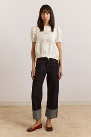 DAMSON MADDER Mabel lace insert blouse white