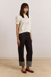 DAMSON MADDER Mabel lace insert blouse white